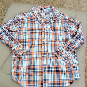 Orange, blue and white plaid shirt